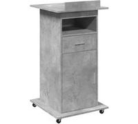 vidaXL Pupitre avec Roues et tiroir Gris béton Bois d'ingénierie, Tribune, Tribune d'orateur, lutrin, Plate-Forme, Podium, Bureau Debout