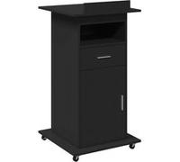 vidaXL Pupitre Tribune (Lutrin) 55x55x107 cm Bois d'ingénierie, roues et tiroir, Noir