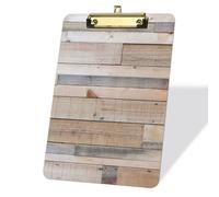 Pupitres à clipser texture bois, pupitre à clipser acrylique au format A4 22,9 x 31,8 cm avec clip métallique plat, pupitres à clipser pour le bureau, les élèves, les enseignants-Clip doré