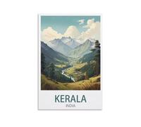 PuPLuM Kerala India - Affiches de voyage vintage sur toile pour décoration d'intérieur, salon, 20 x 30 cm