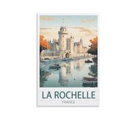 PuPLuM La Rochelle France Poster vintage sur toile pour décoration d'intérieur : salon, 20 x 30 cm