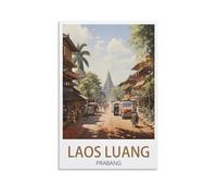 PuPLuM Laos Luang Prabang Poster vintage sur toile pour décoration d'intérieur, salon, rue 20 x 30 cm