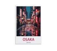PuPLuM Osaka Poster vintage sur toile pour décoration d'intérieur, salon, rue japonaise 20 x 30 cm