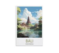 PuPLuM Poster de voyage vintage de Bali Indonésie sur toile pour décoration d'intérieur : salon, 20 x 30 cm