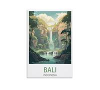 PuPLuM Poster de voyage vintage de Bali Indonésie sur toile pour décoration d'intérieur : salon, 20 x 30 cm