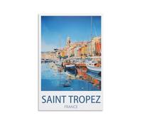 PuPLuM Poster de voyage vintage de Saint Tropez France sur toile pour décoration d'intérieur : salon, 50 x 75 cm