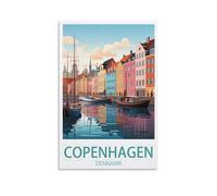 PuPLuM Poster vintage de Copenhague Danemark sur toile pour décoration d'intérieur : salon, 50 x 75 cm
