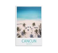PuPLuM Poster vintage de voyage Cancun Mexique sur toile pour décoration d'intérieur : salon, 40 x 60 cm