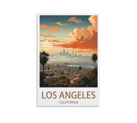 PuPLuM Poster vintage de voyage Los Angeles, Californie, 50 x 75 cm, affiches pour décoration d'intérieur