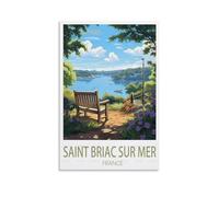 PuPLuM Poster vintage de voyage Saint Briac sur Mer France - 30 x 45 cm - Décoration murale pour salon