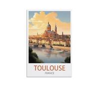 PuPLuM Poster vintage de voyage Toulouse France - Impression sur toile pour décoration d'intérieur : salon - 20 x 30 cm