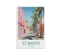 PuPLuM Poster vintage sur toile Antilles St Barth pour décoration d'intérieur : salon, 50 x 75 cm