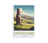 PuPLuM Poster vintage sur toile pour décoration d'intérieur : île de Pâques, Chili (60 x 90 cm)