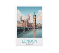 PuPLuM Poster vintage sur toile pour décoration d'intérieur : Londres, Angleterre, paysage 20 x 30 cm