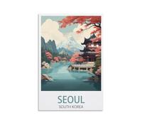 PuPLuM Poster vintage sur toile pour décoration d'intérieur : séoul Corée du Sud, 40 x 60 cm