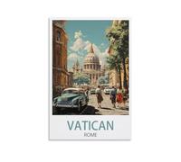 PuPLuM Poster vintage sur toile pour décoration d'intérieur : Vatican Rome, paysage 20 x 30 cm