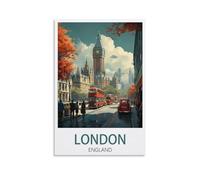PuPLuM Posters sur toile vintage de Londres et d'Angleterre - Décoration murale pour salon - 20 x 30 cm