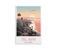 PuPLuM Tel Aviv Yafo Israël, affiches de voyage vintage, affiches de voyage sur toile pour décoration d'intérieur, 30 x 45 cm