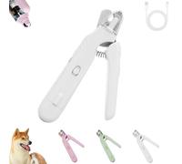 Pupnourish Nail Clippers Trimmer, 2-in-1 Rechargeable Nail Clippers with Light and Dust Cover, Built-in Grinding Stone Makes Grinding Safer, Suitable for Dogs and Cats (White)