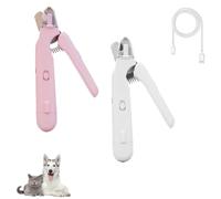 Pupnourish Nail Trimmer, 2 in 1 Nail Clipper and Grinder with Light, the Safe Electric Dog Clippers, Suitable for All Body Types (pink+white)