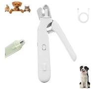 Pupnourish Nail Trimmer, Pupnourish Nail Clippers, Dog Nails Trimmer with Light and Guard, Quiet Waterproof Nails Trimmers for Dogs with Grinder, Suitable for All Body Types (White)