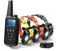 PupPal 800 Mètre Collier de Dressage pour Chien, Collier Imperméable à l'eau de Chien d'entraînement à Distance avec 99 Niveaux de Chocs et Vibrations et la lumière de LED, Rechargeable (3 Récepteur)