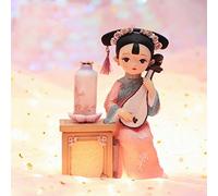 Puppet Ornaments Small Gifts with Chinese Characteristics Costume Dolls Statue Playing Pipa/Piper Under The Lamp Lucky Wealth Desktop Decor Desk Sculpture Toy (A)