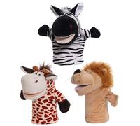 Puppets à main animale 3pcs 9, 84 pouces Puppets moelleux doux pour les enfants, déménagement en bouche ouverte Théâtre de marionnettes pour la narration, l'enseignement, le préscolaire, le jeu de rôl