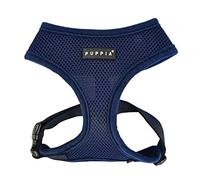 Puppia Harnais pour Petit et Moyen Chien - Léger et Super Doux en Plusieurs Couleurs - Anti Traction, Bleu Marine, S