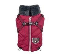 Puppia Isolde Pull d'hiver Chaud à col Montant et Fermeture éclair intégrale avec Harnais intégré pour Chiens de Petite et Moyenne Taille, Bordeaux, Taille L