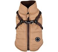 Puppia Manteau Chien de Haute Qualité pour Les Petits et Moyens Chiens - Imperméable et doublé de Polaire pour Une Chaleur Confortable - Manteau Chien avec Harnais, Beige, S