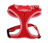 Puppia Vivien Harnais Petit Chien - léger et Super Doux en Plusieurs couleurss - Bordures à Carreaux - Harnais Anti Traction pour Chien, Rouge, L