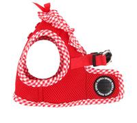 Puppia Vivien Harnais pour Chien - Réglable et très Doux - Bords à Carreaux - Peut également Servir de Harnais pour Chiots - Harnais Anti-déformation pour Chien, Rouge, XS
