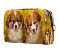 Puppies Welsh Corgi Pet Dog Deux trousses à cosmétiques pour femme, trousse de toilette de voyage, grande pochette de maquillage pratique avec fermeture éclair, multicolore, 18.5x7.5x13cm/7.3x3x5.1in,