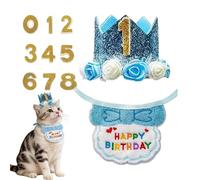 Puppy Birthday Outfit, Adjustable Party Scarf, Pet Hat Decor with Number Print, Celebration Accessory with Comfortable Material, Party Supplies for Dog Cat Small Animal Indoor Adoption