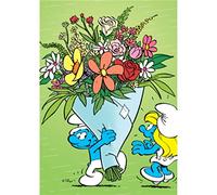 Puppy Carte postale Les Schtroumpfs, Schtroumpfette et bouquet de fleurs (10x15cm)
