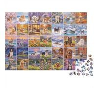 Puppy Collage Puzzles 1000 Pièces Recyclable Material Different Dogs Puzzles pour Seniors Difficulté Impossiblelt Challenging Éducatif Game pour Hommes 38x26cm/1000 pièces