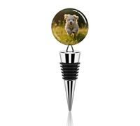 Puppy Crossing The Grass Bouchon de bouteille de vin en alliage de zinc réutilisable anti-fuite Bouchon de bouteille de vin Bouchon décoratif pour bouteille de champagne Cadeau pour homme et femme