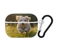 Puppy Crossing The Grass - Organiseur de écouteurs antichoc pour Airpods Pro avec mousqueton et clip anti-chute pour Airpods Pro 2ème génération, blanc