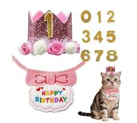 Puppy Decorations - Dog Birthday Party Supplies | Adjust Bib Scarf Hat with Number Puppy Birthday Party Decorations for Pet, Cat, Adoption, Small Animal Or Home Indoor