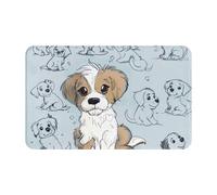 Puppy Doodles Tapis imprimé lavable - Tapis antidérapant - Petit tapis d'entrée - 49 x 80 cm