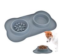Puppy Feeder Bowl, Silicone Anti Gulping Bowl, Flexible Spill Proof Dog and Cat Feeding Bowls, Slow Feeder Pets, Non Slip Design for Puppies and Cats, 10.24x1.97 inches, Gray