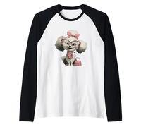 Puppy Kawaii Lunettes Léopard Rose Portrait Graphique Pet Manche Raglan