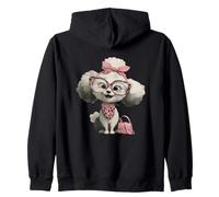Puppy Kawaii Lunettes Léopard Rose Portrait Graphique Pet Sweat à Capuche