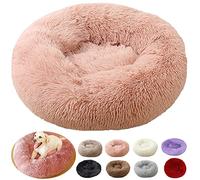 Puppy Love Coussin Chien XXL Orthopédique Rond Lavable - Panier Grande Taille en Cuir Rose (80cm)