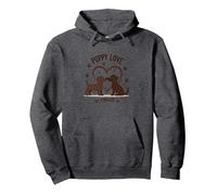Puppy Love Forever : Adorable Couple de Chiens en Forme de cœur Sweat à Capuche, Unisexe pour Adultes, Chiné Foncé, M