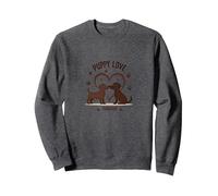 Puppy Love Forever : Adorable Couple de Chiens en Forme de cœur Sweatshirt, Unisexe pour Adultes, Chiné Foncé, L