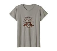 Puppy Love Forever : Adorable Couple de Chiens en Forme de cœur T-Shirt, Femme, Ardoise, XXL