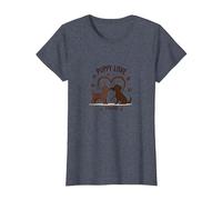 Puppy Love Forever : Adorable Couple de Chiens en Forme de cœur T-Shirt, Femme, Bleu Chiné, 3XL