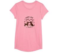 Puppy Love Forever : Adorable Couple de Chiens en Forme de cœur T-Shirt, Fille, Rose, S